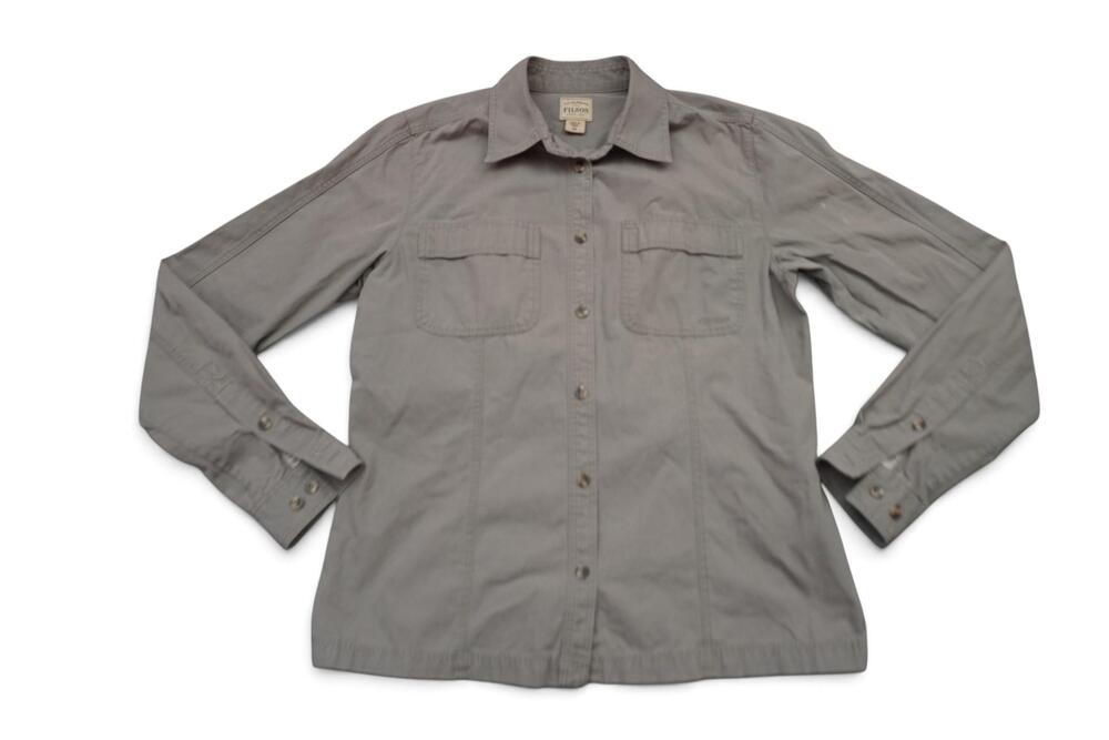 Filson Field Shirt Jac-Shirt Women's Medium Gray Cotton Twill 22002 Hiking